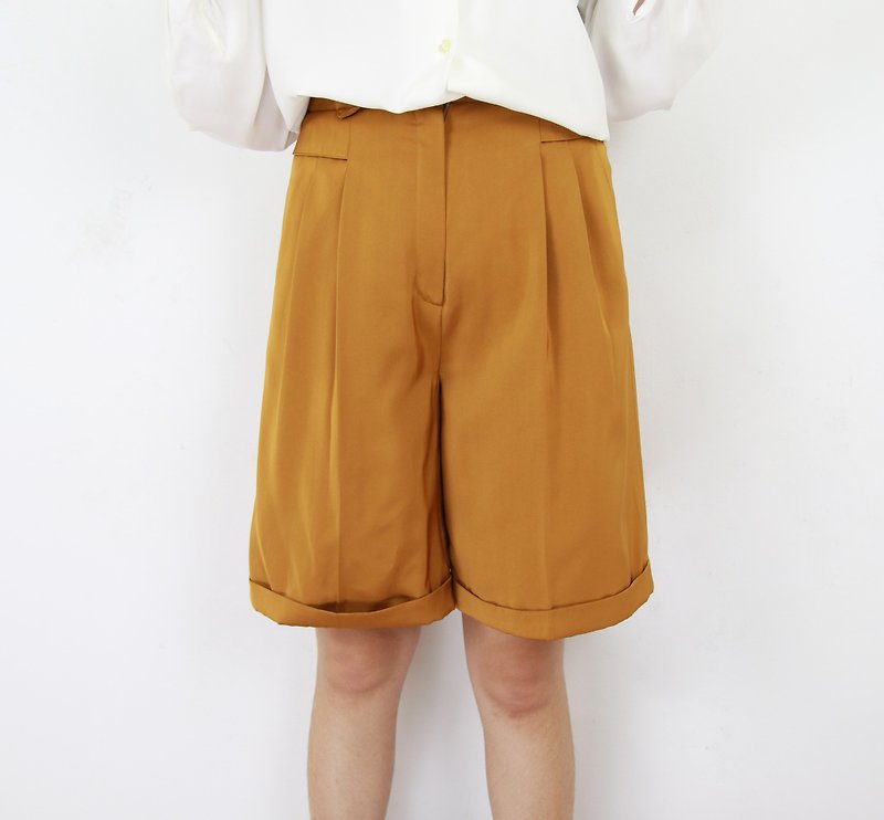 Back to Green:: Comfortable wide trousers with khaki reverse waist/vintage culottes// - กางเกงขายาว - ไฟเบอร์อื่นๆ 