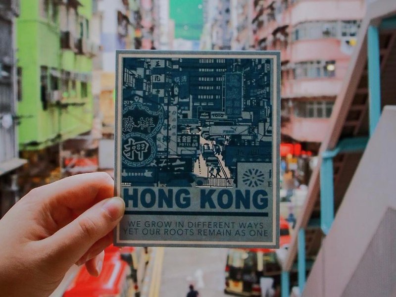 【HOMEKONG SERIES】根 明信片 - 花園街 - 心意卡/卡片 - 紙 藍色