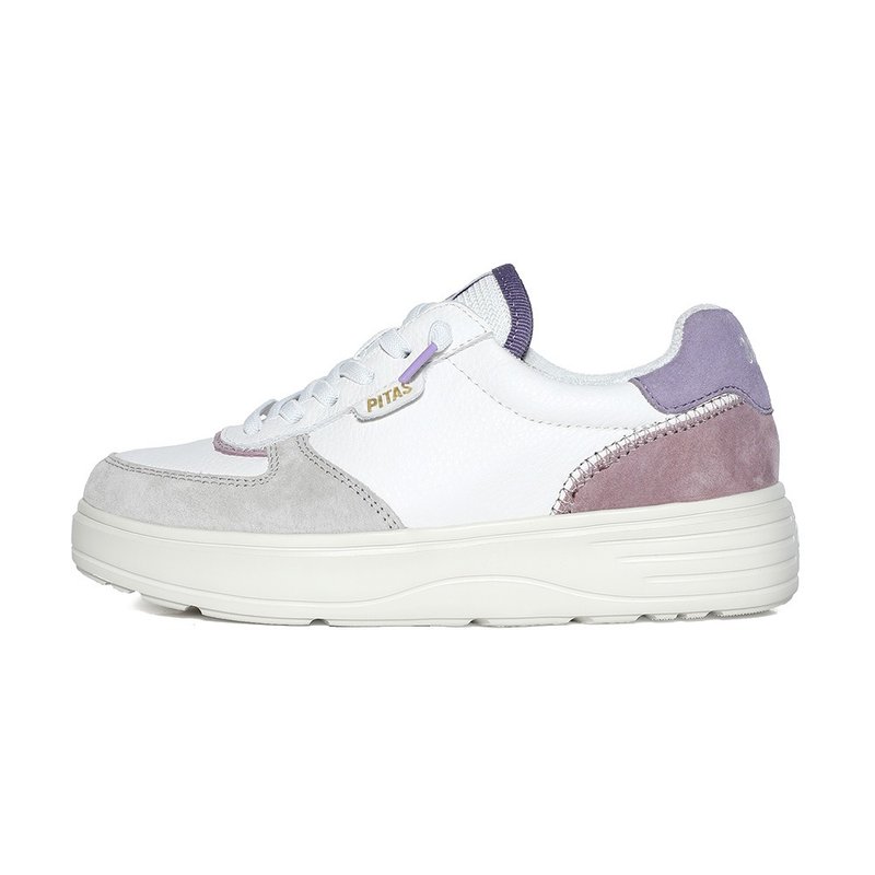 【Walk In Pitas】BLOCK ZAN thick-soled fashionable slip-on shoes PI2471-119 lilac purple - Women's Casual Shoes - Genuine Leather 