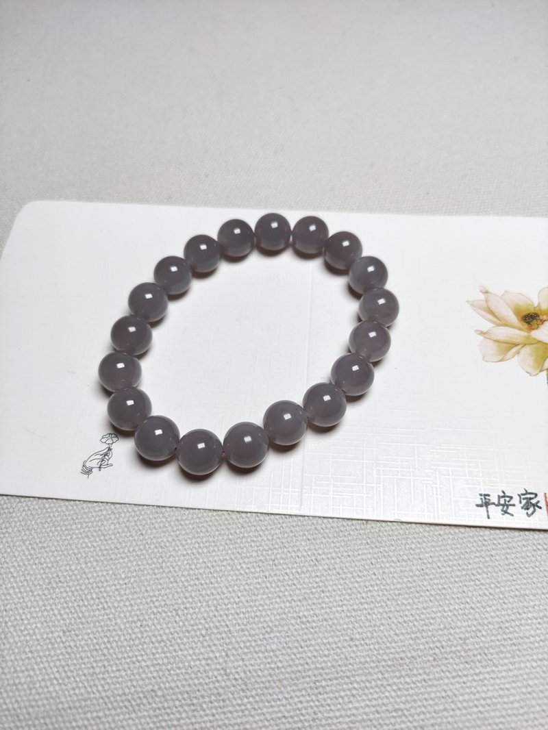 [Smoky Purple Hetian Jade] Bracelet Round Bead Bracelet 12MM Qinghai Material Smoky Purple Single Loop Bracelet Men's Plain Bracelet - สร้อยข้อมือ - หยก สีเทา