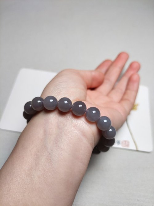 オリジナルジャスミンブレスレット Smoky Purple Hetian Jade] Bracelet Round Bead Bracelet 12MM
