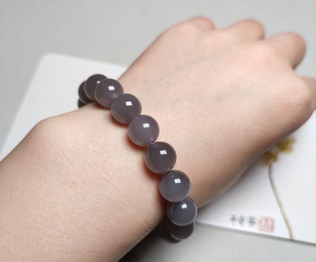 Smoky Purple Hetian Jade] Bracelet Round Bead Bracelet 12MM