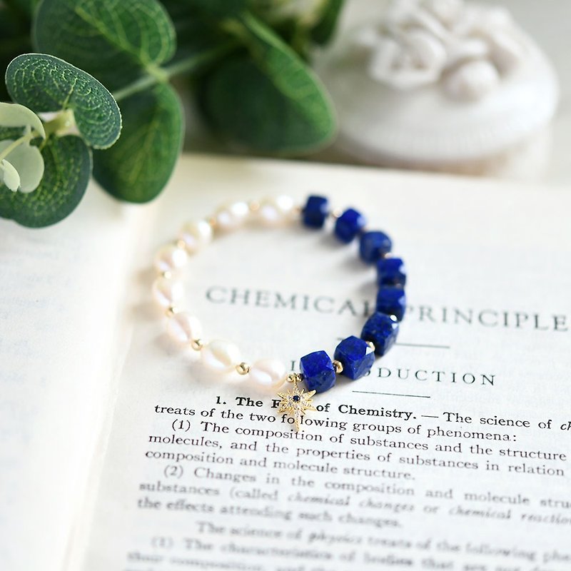 Lapis lazuli and Keessi pearl bracelets Good luck success UP! December's birthstone - Bracelets - Semi-Precious Stones Blue