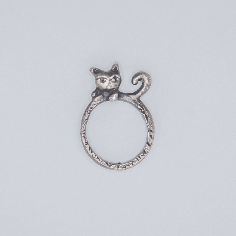 Naughty cat upside down the world cat ring four colors - General Rings - Sterling Silver Silver