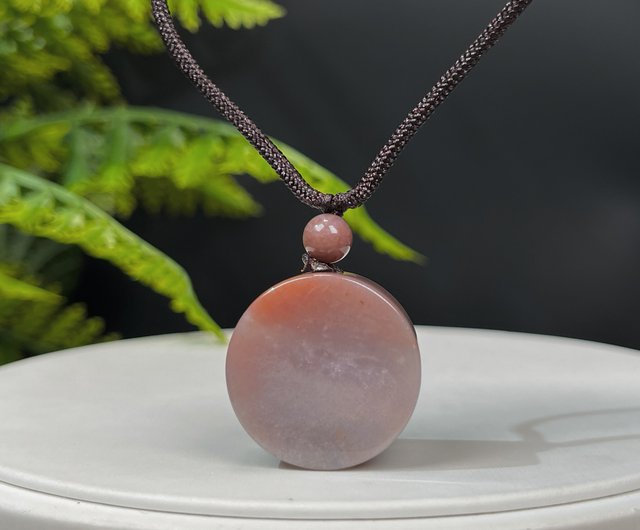 天然あんこピンク珊瑚翡翠ペンダント、氷翡翠太円ブランド光沢菊石