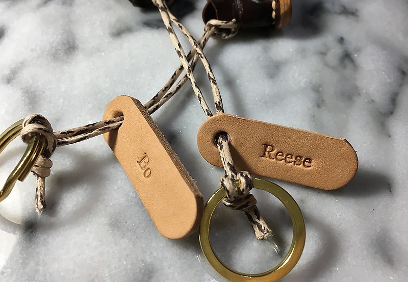 皮革名牌 - 鑰匙圈/鎖匙扣 - 紙 咖啡色