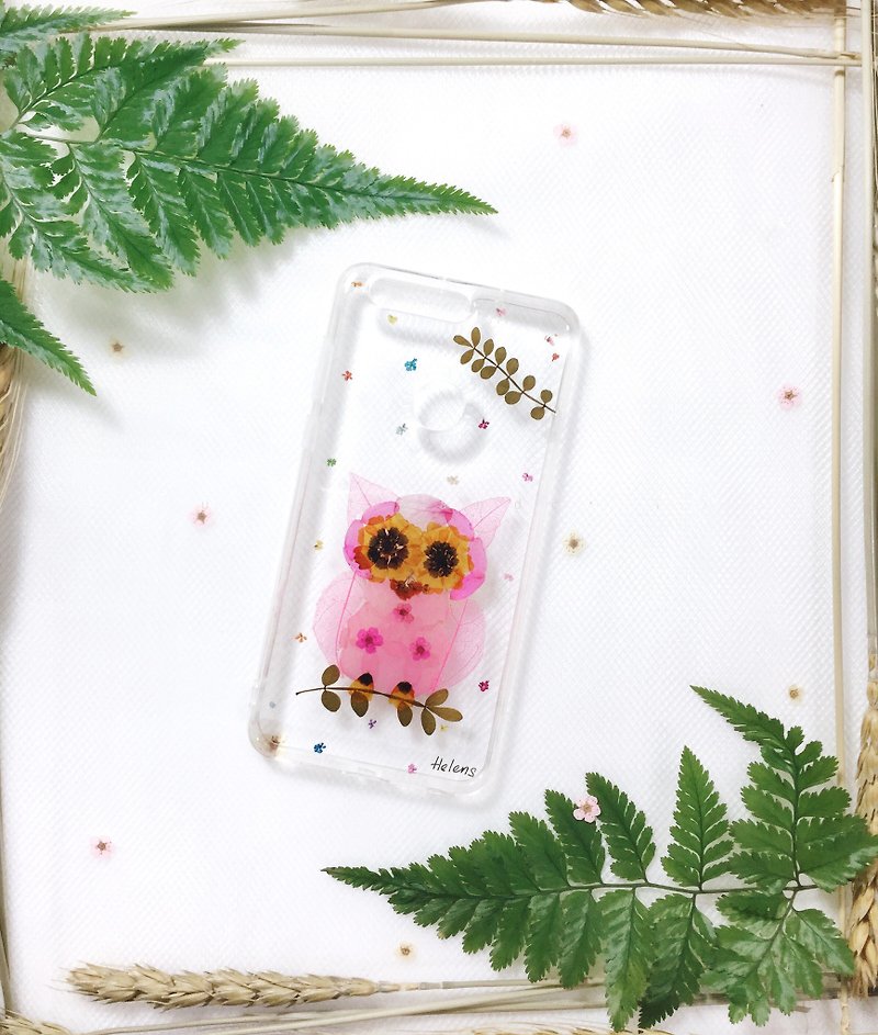 猫头鹰出没 • Handpressed Flower Phone Case - 手機殼/手機套 - 植物．花 粉紅色