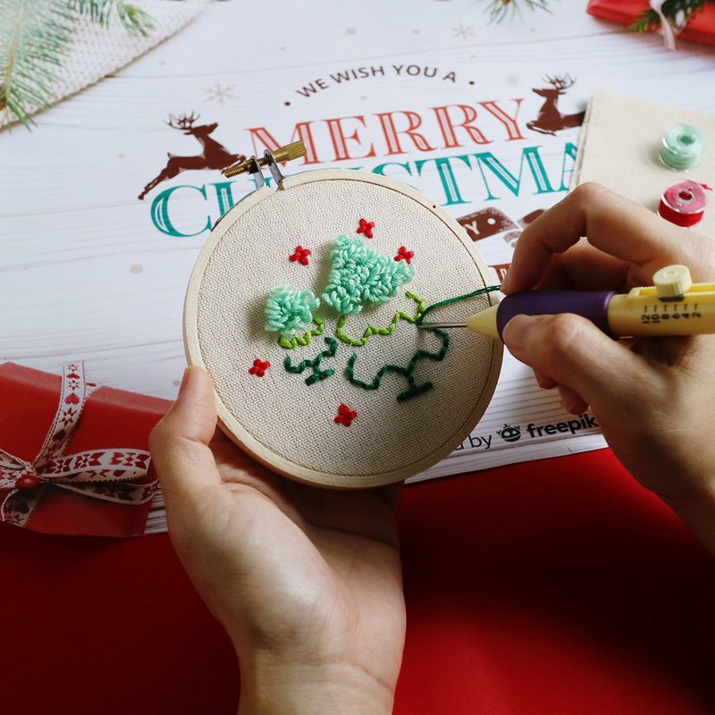 12/2-12/4 聖誕小樹俄羅斯刺繡 DIY School Pinkoi Design Fest - 編織/羊毛氈/縫紉 - 棉．麻 