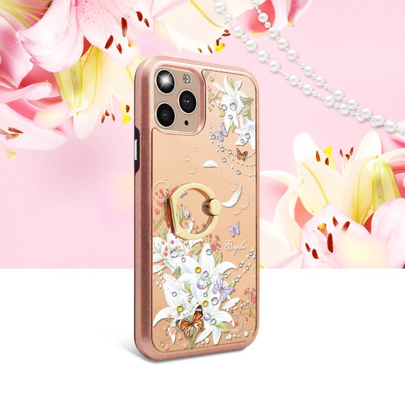 iPhone11フルシリーズクリスタルカラーダイヤモンドフルカバーミラーリングバックルダブルマテリアル電話ケース-ビーズとホワイトジェイド - スマホケース・カバー - その他の素材 多色