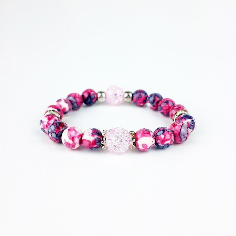 | Rosemary Series | Blood Rose pink pop flower Crystal red rain color stone (Tibetan silver x bracelet x bracelet x handmade x customized.) - สร้อยข้อมือ - เครื่องเพชรพลอย สีแดง