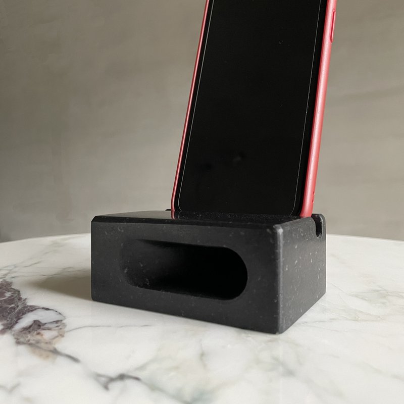 Natural Stone Loudspeaker Phone Holder│Zhongshi Stone - Other - Stone Black