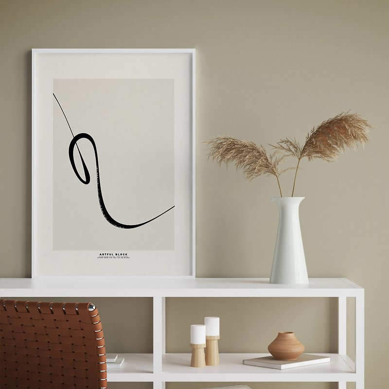 【Custom】Dancing Letter | Letter L Hanging Painting | Customized Message | Abstract Line Art - โปสเตอร์ - ผ้าฝ้าย/ผ้าลินิน ขาว