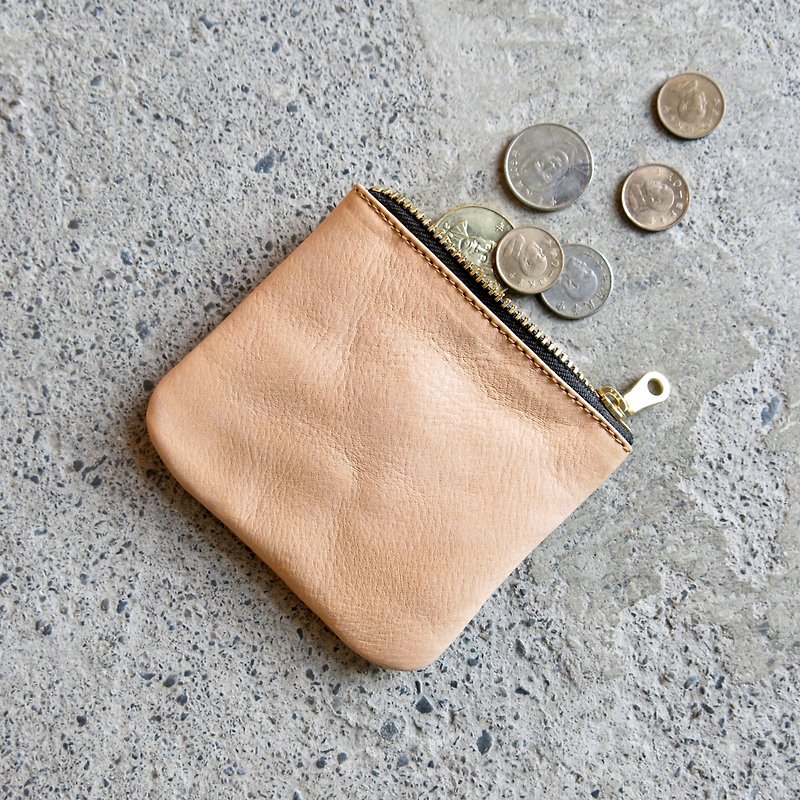 Thin Leather Coin Purse - Raw Vegetable Tanned Leather Coins and Cards Come in 【LBT Pro】 - Coin Purses - Genuine Leather Brown
