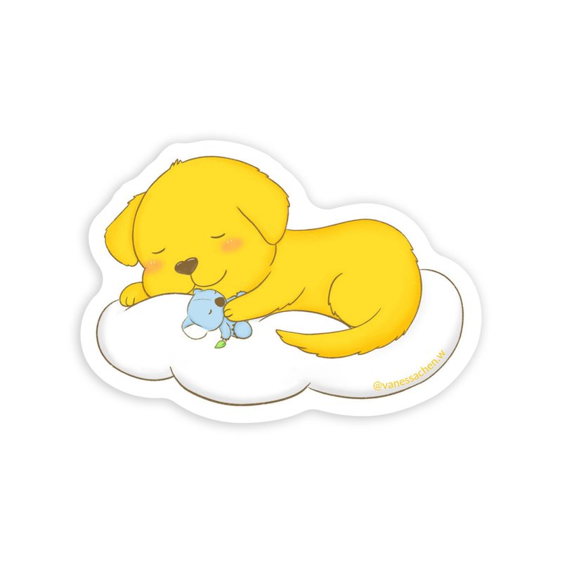 Sleeping Puppy and Koala Sticker, Golden Retriever Sticker - Stickers - Paper 