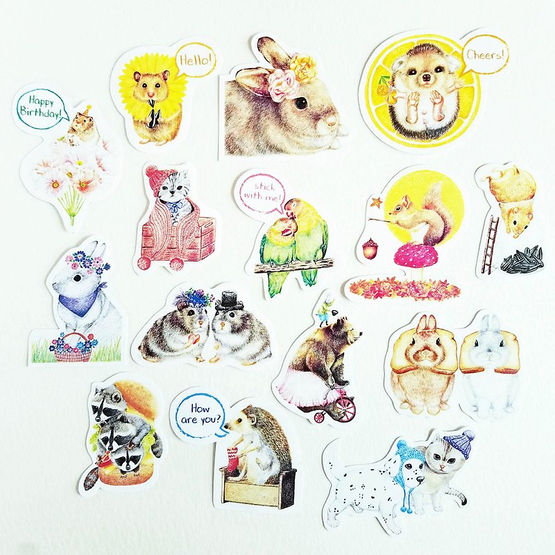 Small animal assorted sticker pack A - สติกเกอร์ - กระดาษ หลากหลายสี