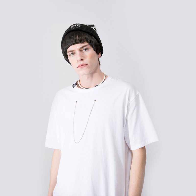 UNISEX NECKLACE T SHIRT / White - เสื้อยืดผู้ชาย - ผ้าฝ้าย/ผ้าลินิน ขาว