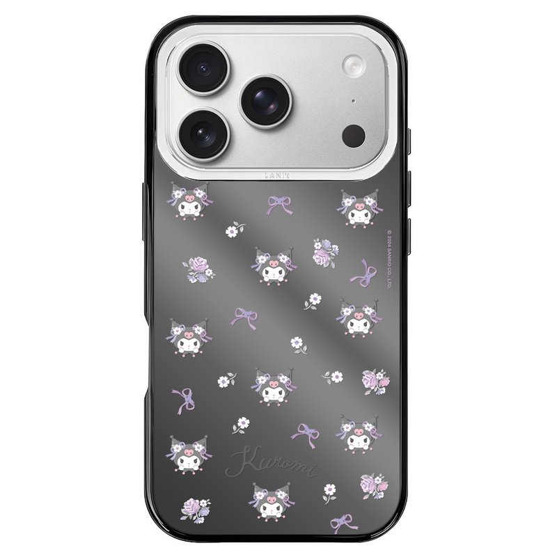 酷洛米 鏡面小花 磁吸黑框 iPhone 17 16 15 14 Pro Max 防摔殼 - 手機殼/手機套 - 環保材質 黑色