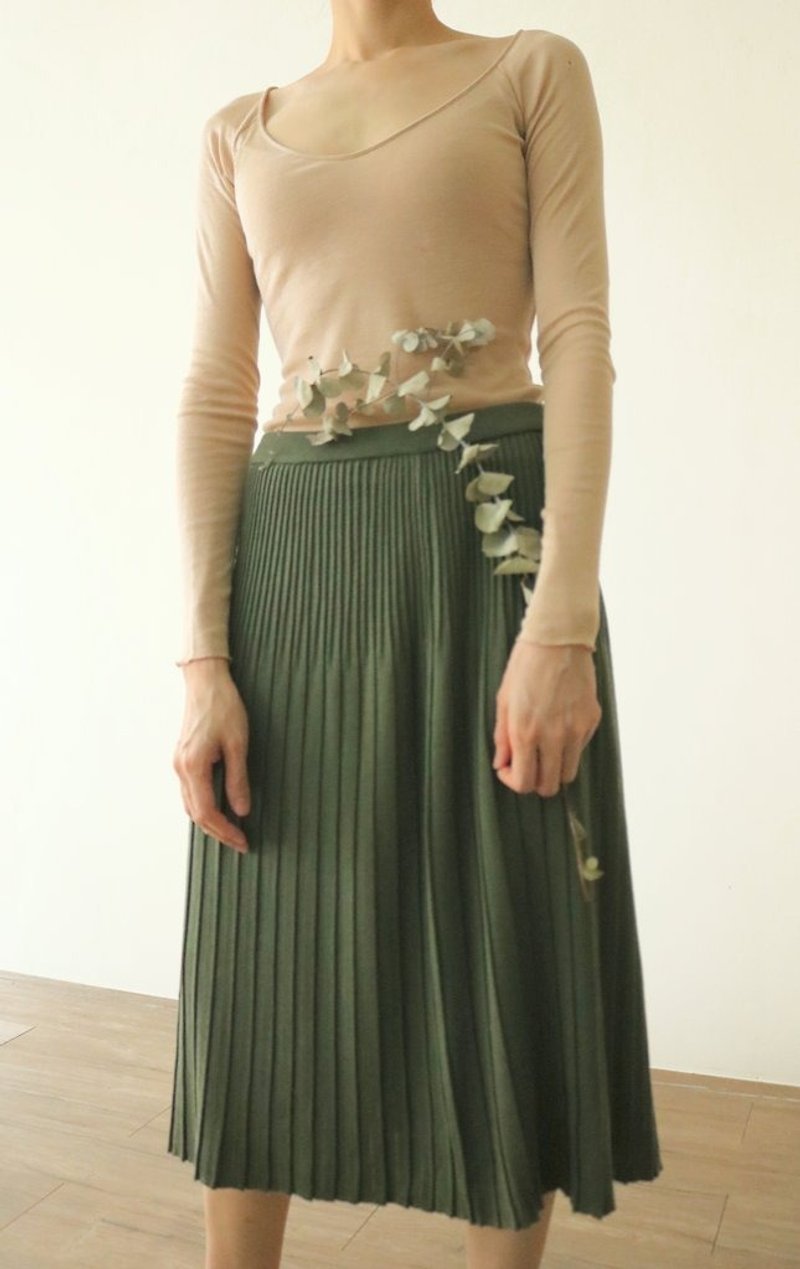 Jun Skirt {Vintage} - Skirts - Wool Green