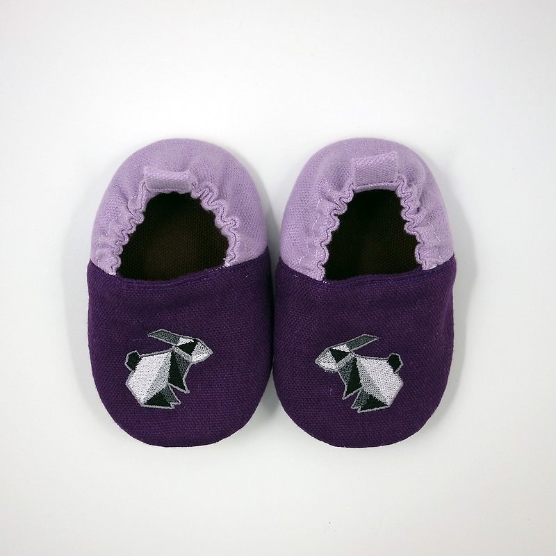 （うさぎミントベビー）折り紙のウサギ刺繍綿の赤ん坊の幼児の靴 - （C0003） - キッズシューズ - コットン・麻 パープル