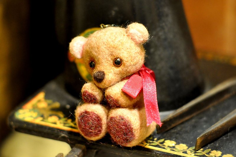 Wool Bear Bear strap - ตุ๊กตา - ขนแกะ สีนำ้ตาล