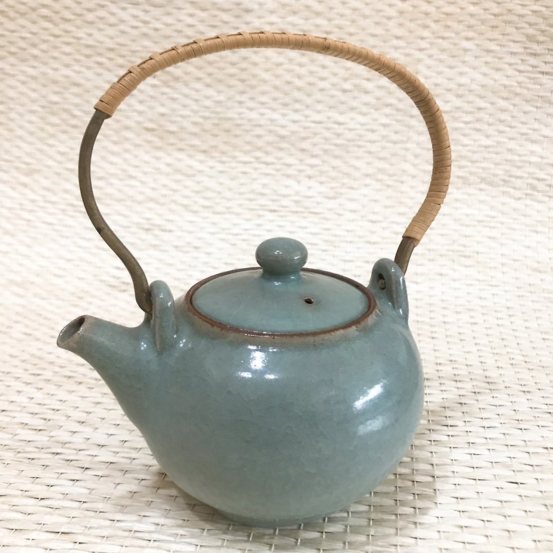 蕭鴻成老師手工銅把竹編型茶壼2016 - 茶壺/茶杯/茶具 - 瓷 