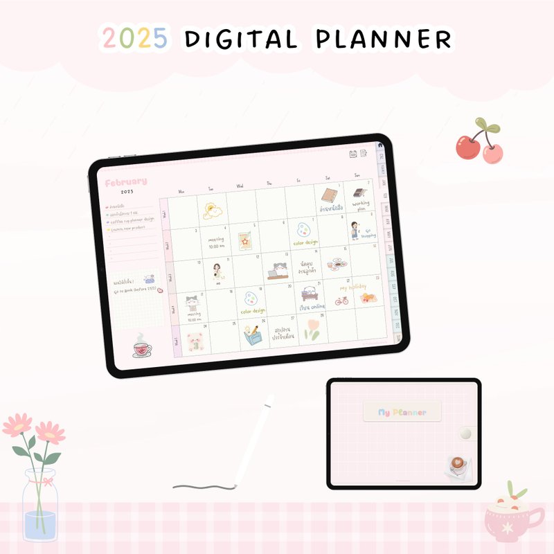 2025 Digital Planner | Goodnotes | Minimal Planner | iPad Planner | Pink - 電子手帳及素材 - 其他材質 