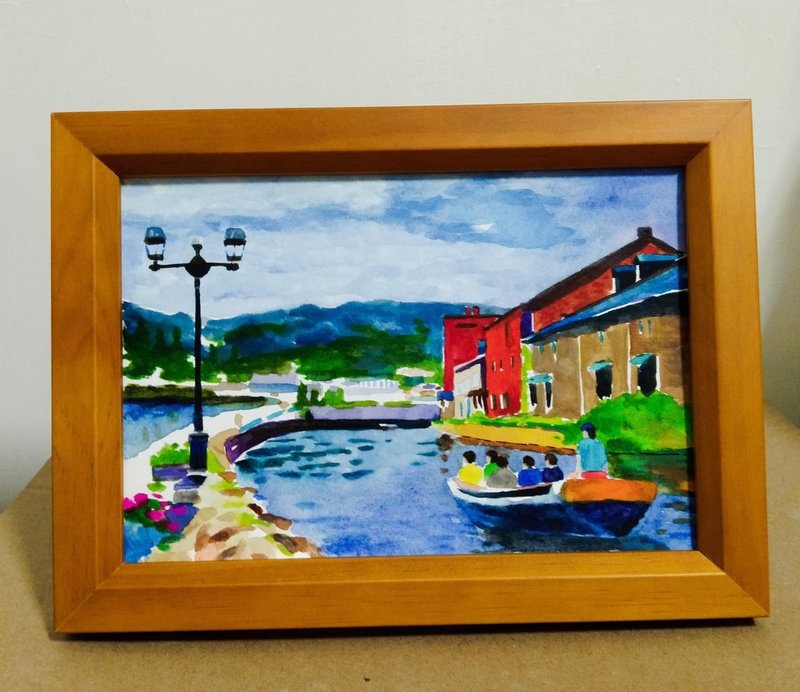Decoration/ Otaru Canal/ Watercolor painting/ Original manuscript/ Framed - Posters - Paper 