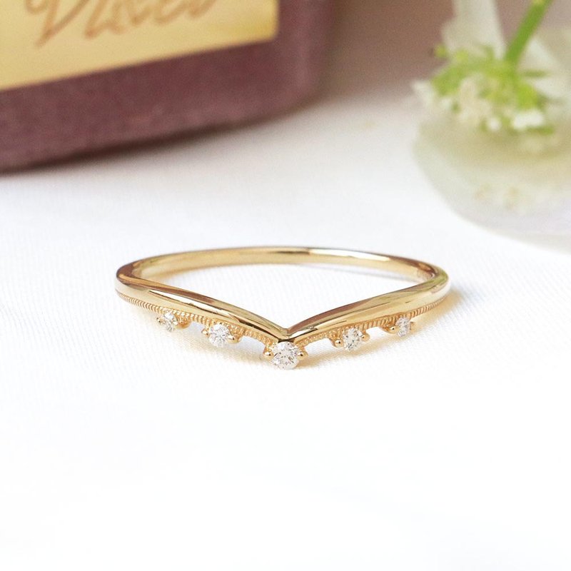 Visel V字レースフリルダイヤモンドリング - リング・指輪 - 貴金属 ゴールド