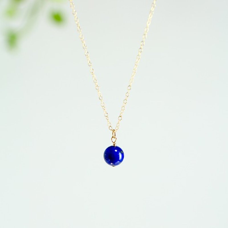 14kgf Lapis Lazuli Round Mermaid Necklace - Necklaces - Semi-Precious Stones Blue