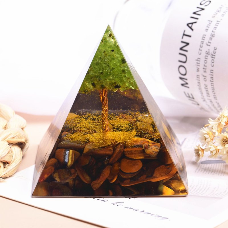 Pyramid Orgonite Tree of Life/Chakras/Sleep/Meditation/Energy Stone Stone - Items for Display - Resin 