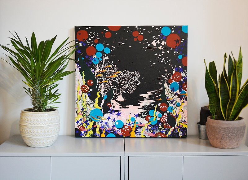 魚/抽象/海洋家具装飾品アーティスト手描きのアクリル画アーティストオリジナルイラスト - ポスター・絵 - 塗料 多色