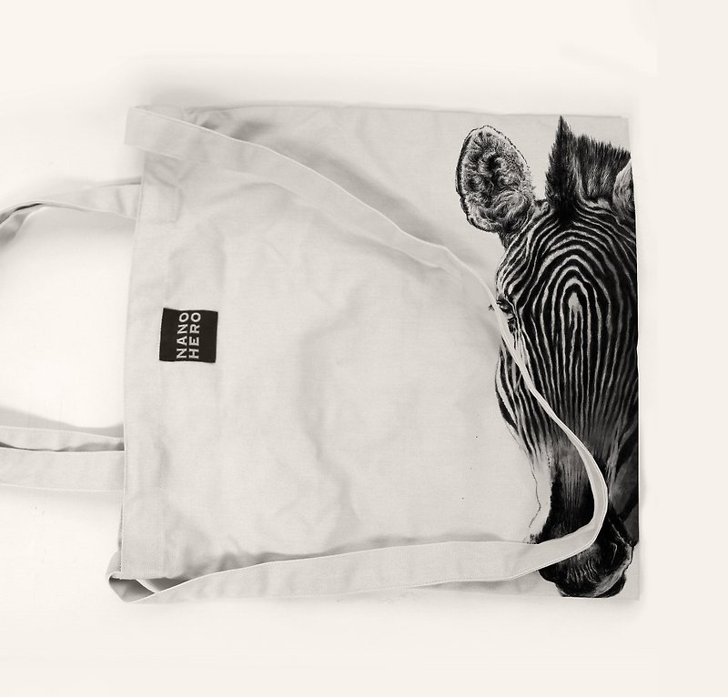 [hero-bag] Zebra - กระเป๋าแมสเซนเจอร์ - ผ้าฝ้าย/ผ้าลินิน ขาว