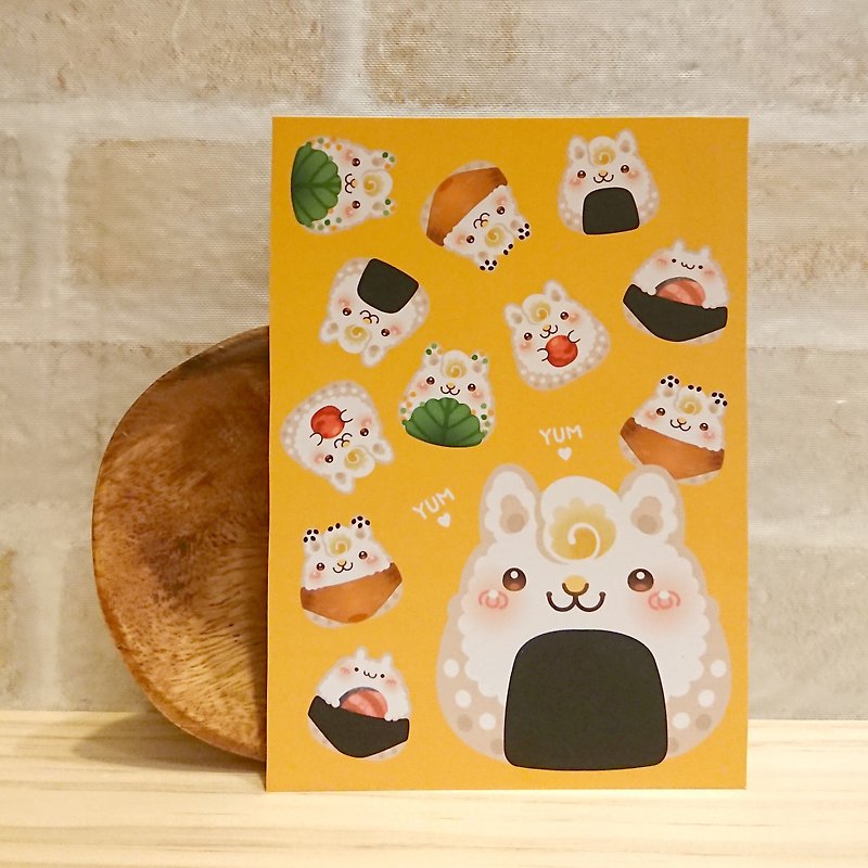 Postcard-Rice Ball Bunny(Yellow) - Cards & Postcards - Paper Yellow