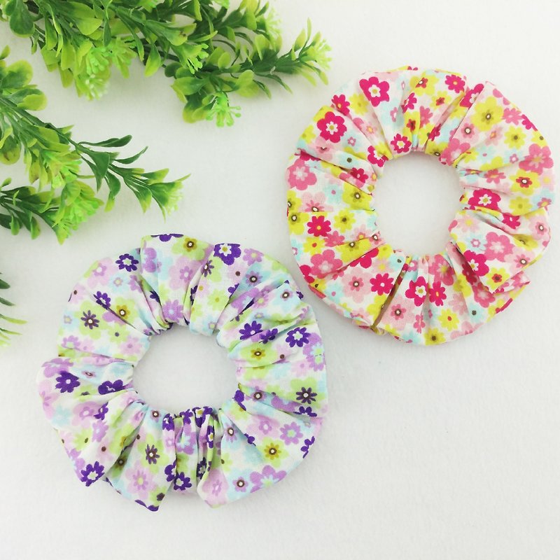 Colorful flowers - pink, purple. Handmade donuts tress / colon circle - Hair Accessories - Other Materials Purple
