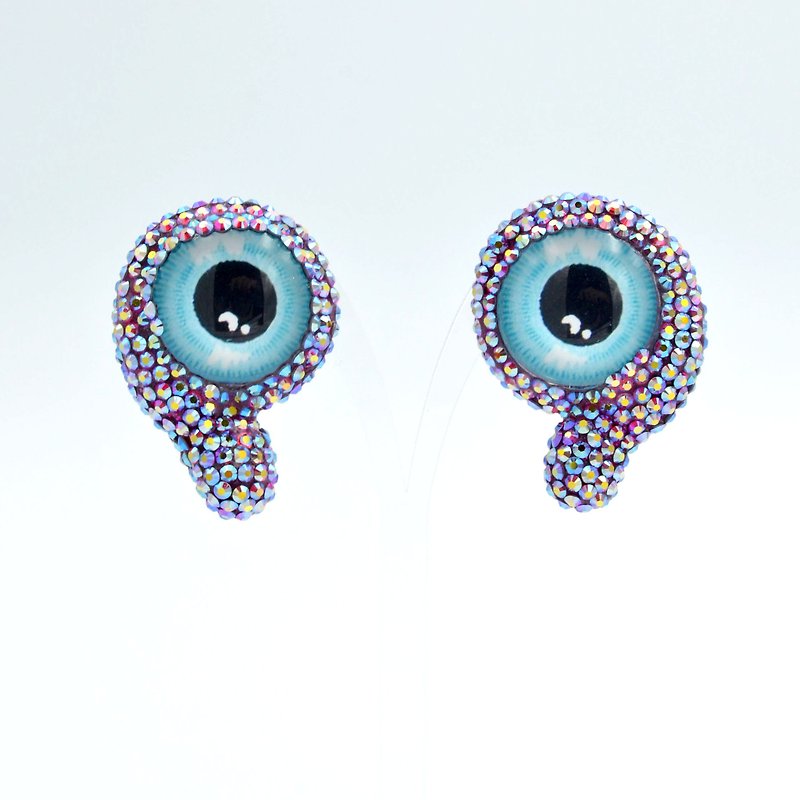 Swarovski crystal eye drop earring Clip-On - ต่างหู - เครื่องเพชรพลอย สีแดง