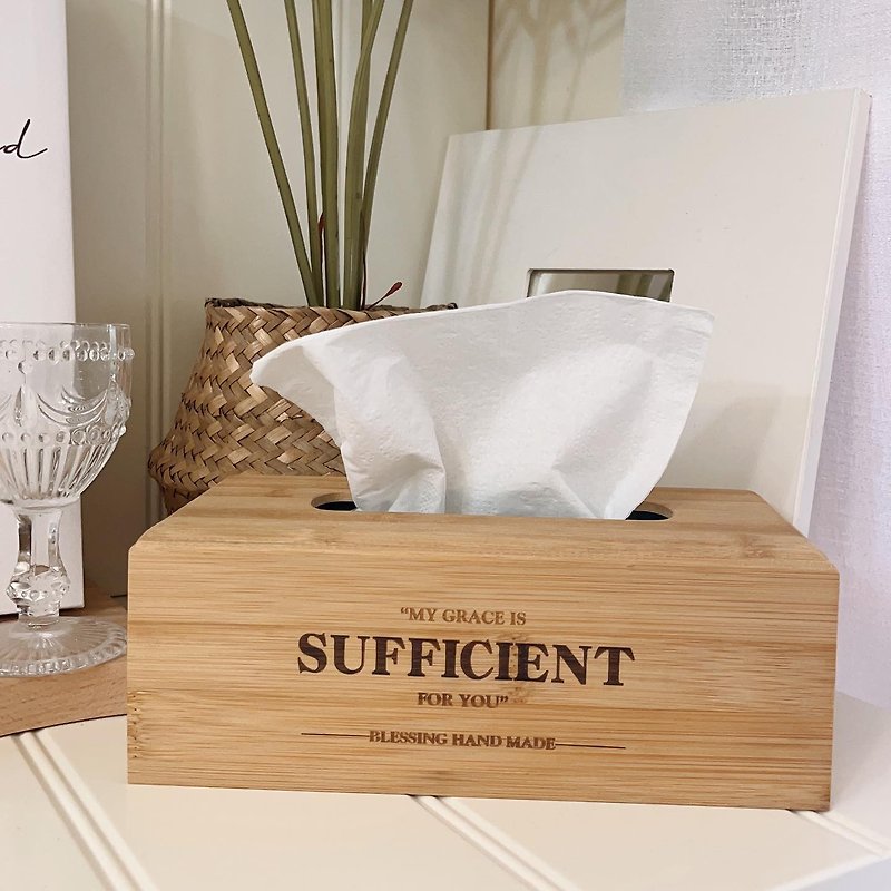 Enough Grace x Pure Natural Bamboo Tissue Box - Tissue Boxes - Bamboo Brown