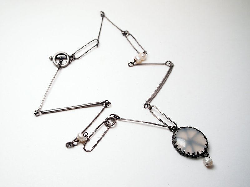 Gem Series  #a191 irregular necklace - Necklaces - Silver Black