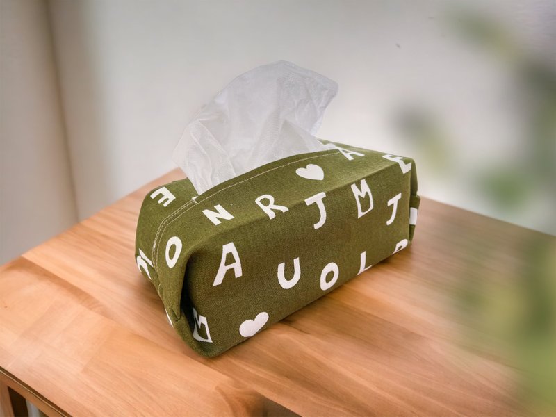 Handmade tissue set. English alphabet - Storage - Cotton & Hemp Green