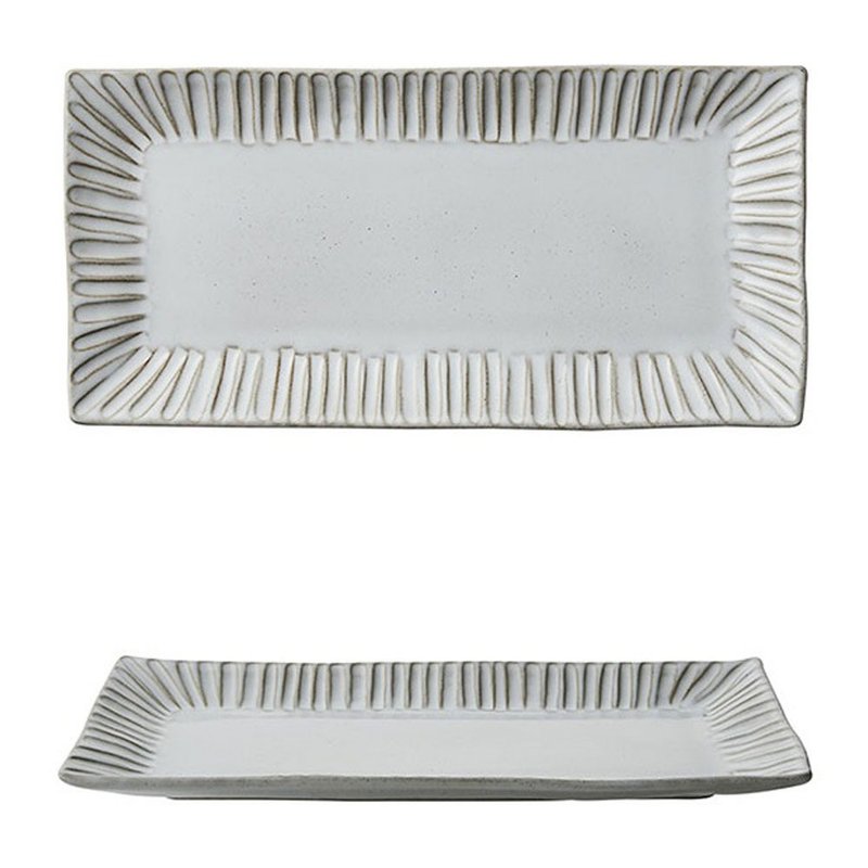 Italian VBC casa-FONDACO series 30.5cm large rectangular plate (classic off-white) - จานและถาด - ดินเผา ขาว