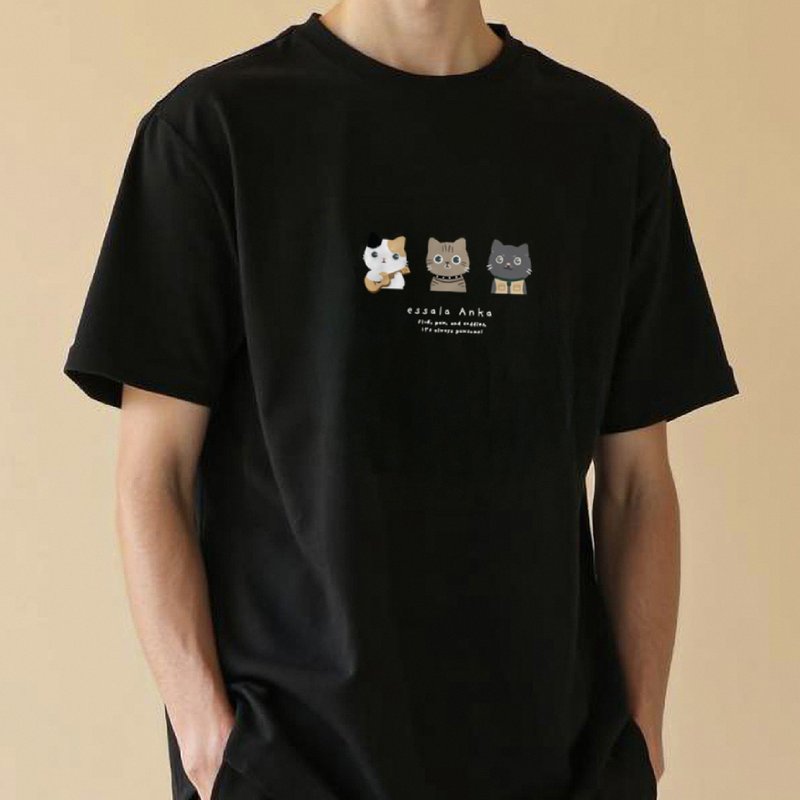 Essala T-Shirt - Anka05 - 男 T 恤 - 棉．麻 黑色