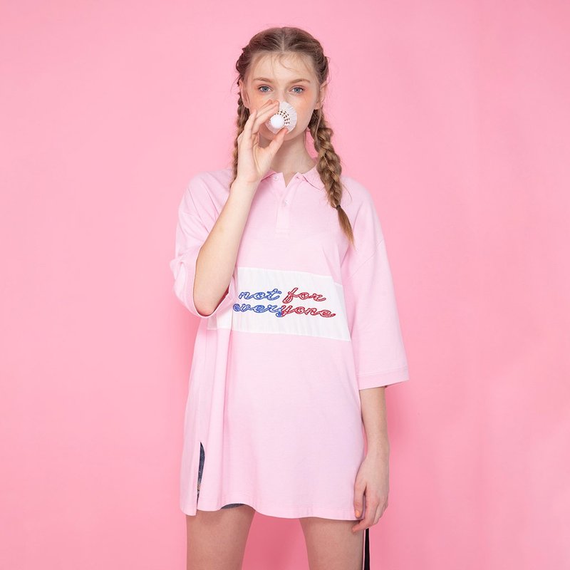 UNISEX OVERSIZED POLO SHIRT / PINK - Unisex Hoodies & T-Shirts - Cotton & Hemp Pink