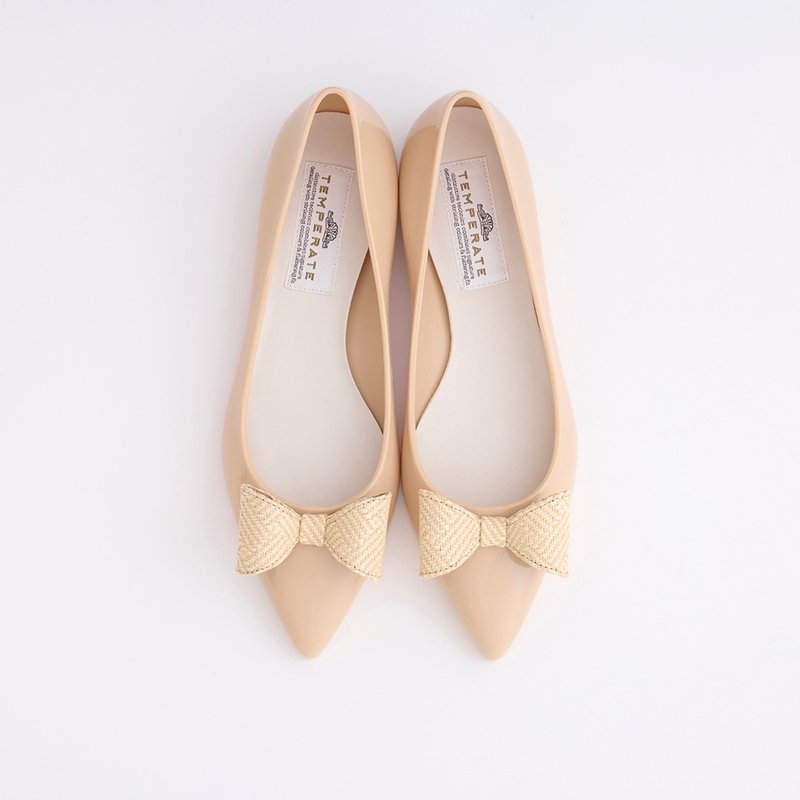 MILLA (NUDE) PVC POINTED TOE FLATS / RAIN SHOES - รองเท้ากันฝน - วัสดุกันนำ้ สึชมพู