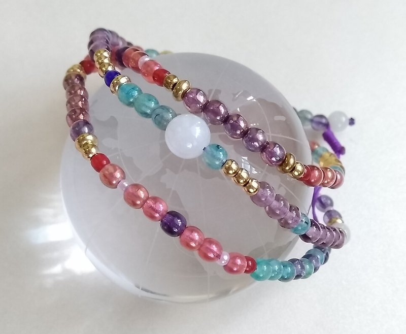 Czech glass pendants Bronze- mix and match colorful purple (Burma jade jewelry gift box Bronze...) - Bracelets - Colored Glass Multicolor