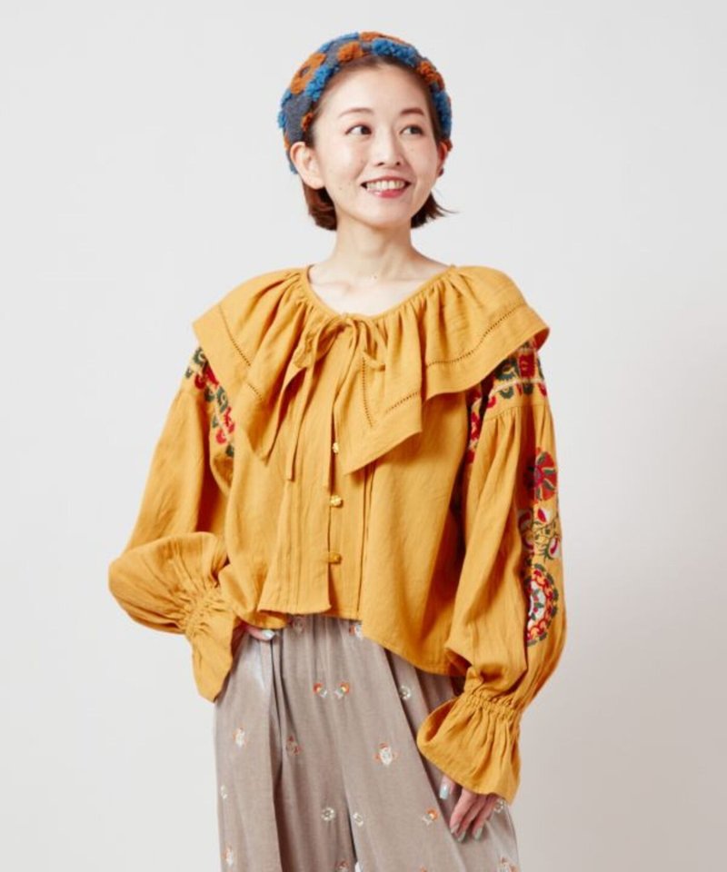 【熱門預購】烏茲別克刺繡 2way 襯衫上衣 (3色) IDS-5312 - 女上衣/長袖上衣 - 棉．麻 