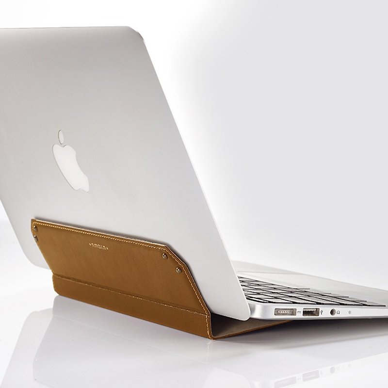 Easy cool / Macbook Cooling Stand - Plateau Yellow - Other - Genuine Leather Brown
