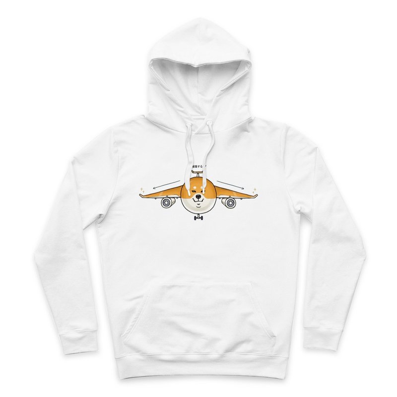 飛行機を飛ばす-ホワイトフード付きTシャツ - トップス ユニセックス - コットン・麻 ホワイト