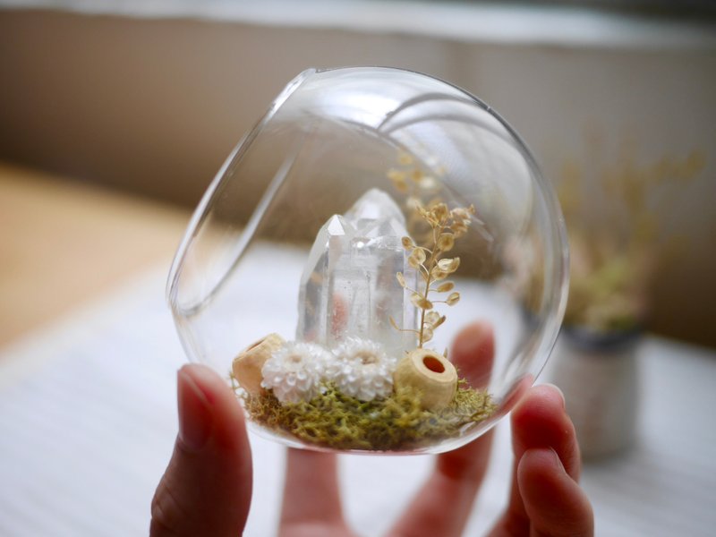 Natural Crystal Garden Ball - Clear White Crystal Column Hill - ของวางตกแต่ง - คริสตัล ขาว