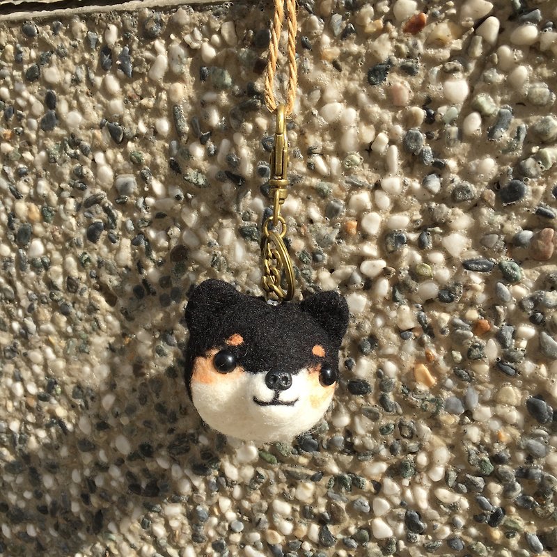 黑色柴犬 羊毛氈 吊飾 - 鑰匙圈/鎖匙扣 - 羊毛 