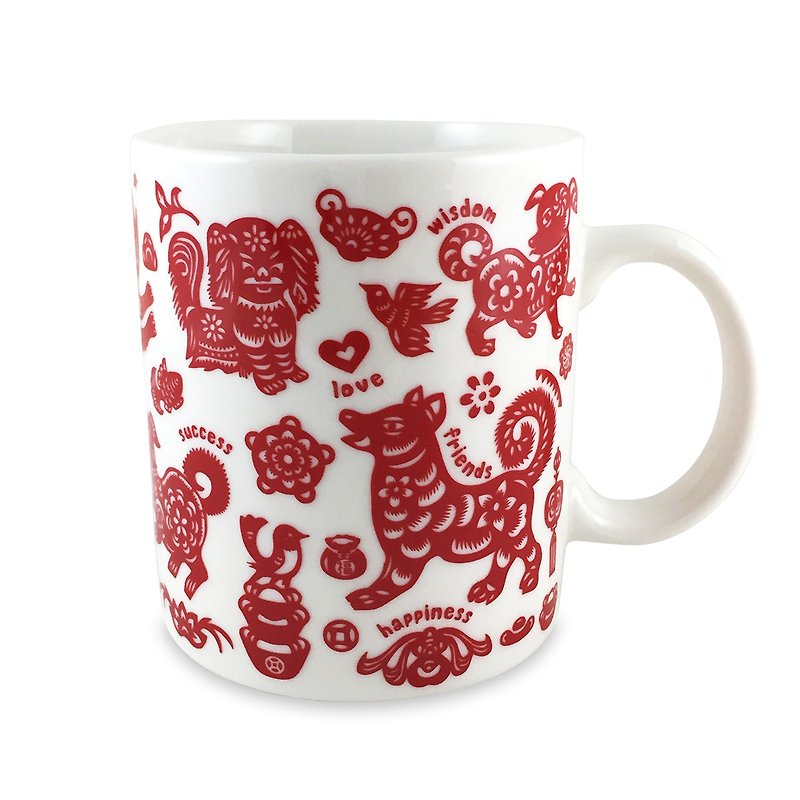 [Ten Dogs and Ten Beauties] Dog Mug (Red) - Mugs - Porcelain Red