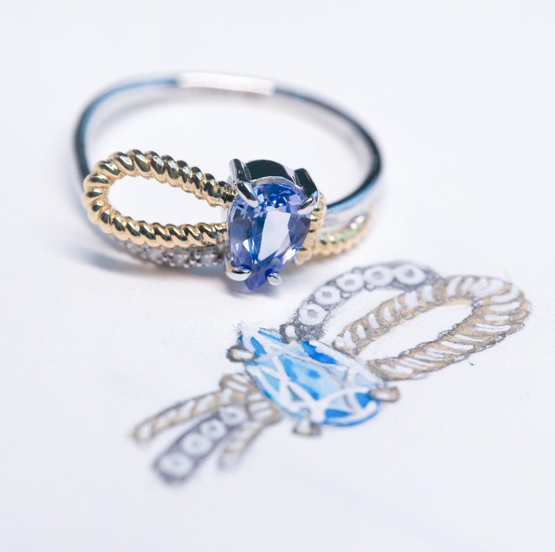 【PurpleMay Jewellery】18K金藍寶石戒指 - R067 - 戒指 - 寶石 藍色